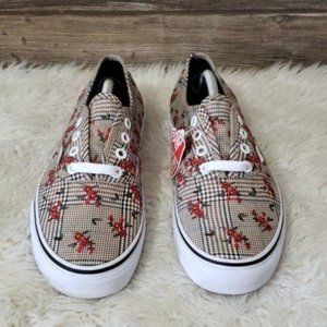 vans glen plaid floral classic slip on womens shoes